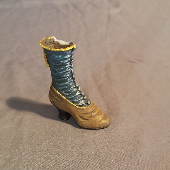 Miniature Vintage Victorian Boot Resin Women High Heel Shoe Figurines - Picture 1 of 9